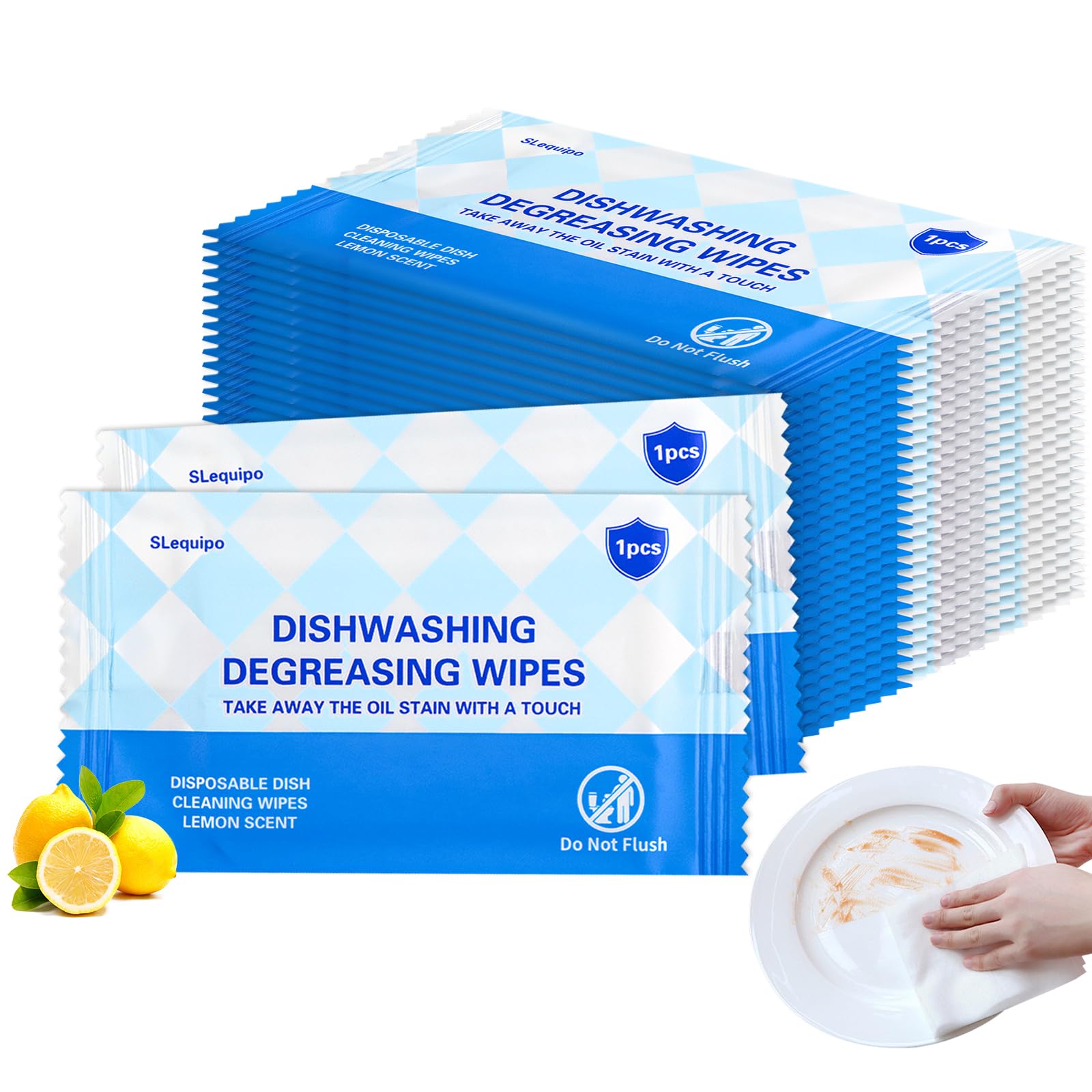 500 Pcs Individually Wrapped Dish Cleaning Wipes - Portable Disposable Soap Wipes for Kitchen Outdoor Traveling Camping -