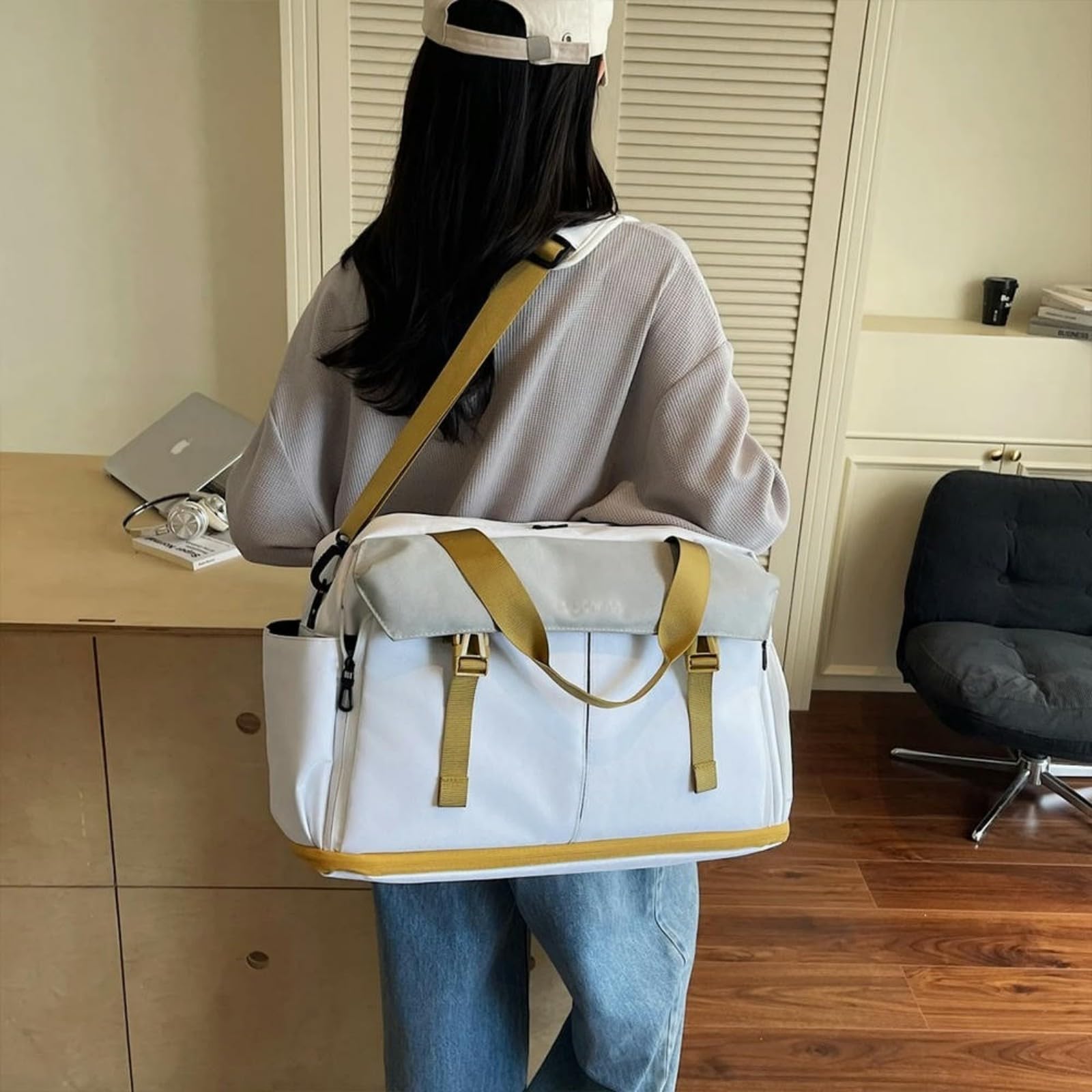 XXDML Borsone da viaggio con scomparto per scarpe, 36-55 l, espandibile per il fine settimana, separazione asciutta e bagnata, organizer per vestiti, borsa da trolley per bagagli, borsa da palestra