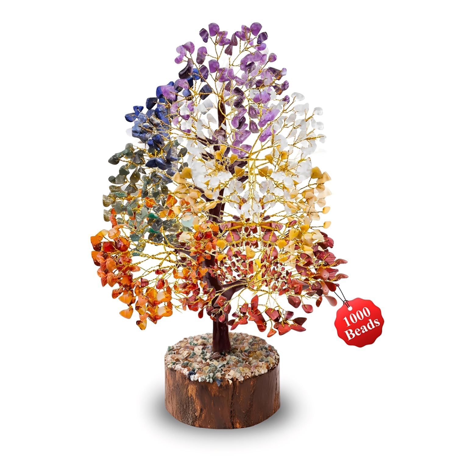 Seven Chakra Crystal Tree, Showpiece Good Luck and Positive Energy, Showpiece for Living Room, Natural Healing Gemstones Money Lucky Tree for Good Luck, Multicolor (1000 Beads)-image-28