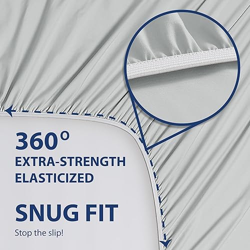 Miniatura 4 de Cathay Home Sábana bajera ajustable de microfibra ultra suave de 14 pulgadas con bolsillo estándar, resistente a las arrugas y a la decoloración,