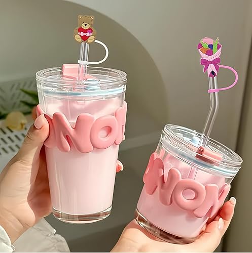 Miniatura 2 de 12 tapas de silicona reutilizables de grado alimenticio con temática del día de San Valentín, para popotes de 0.315 a 0.315 pulgadas