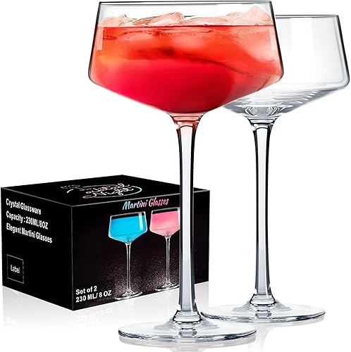 PARACITY Vasos de Martini, copas de cupé, copas de cóctel sopladas a mano, perfectas para cócteles, martinis, margaritas, fiestas, cajas de catering
