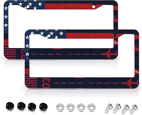 Marco de matrícula con bandera estadounidense, paquete de 2 unidades, accesorios de automóvil, cubierta de placa de automóvil, decoración de