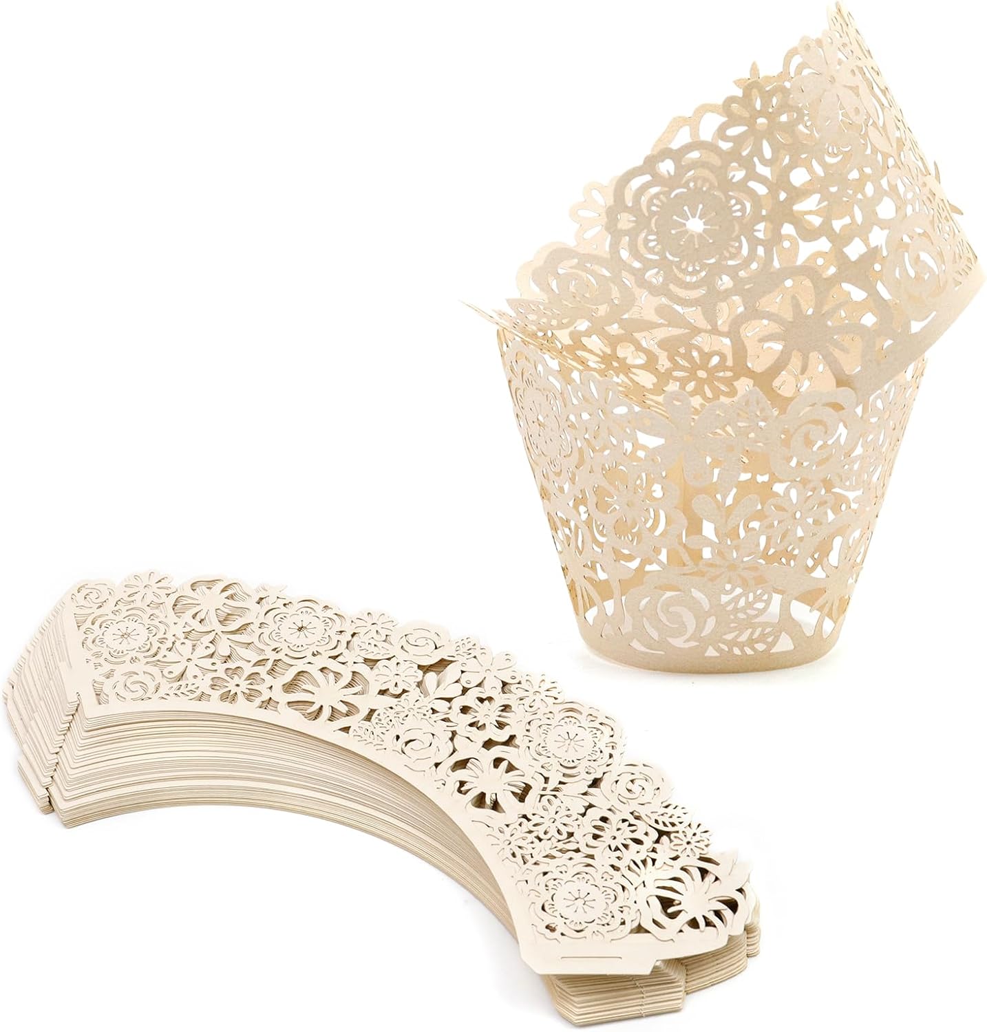 Antrader Cupcake Liners,Wedding Cupcake Wrapper,Lace Baking Cups,50Pcs