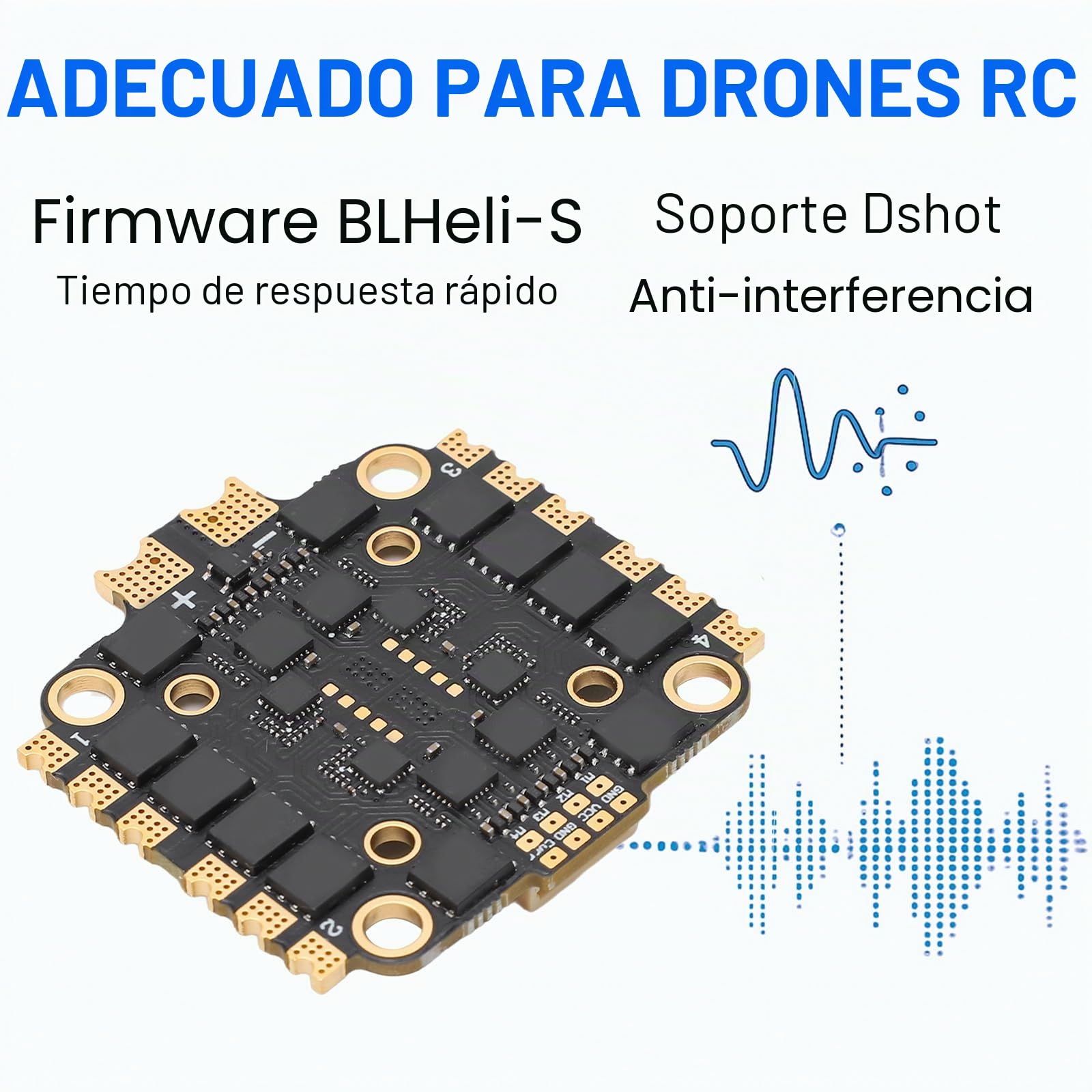 ESC 4 en 1 45A Drone, FPV 2-6S Controlador de Motor de Dron Cuadricóptero Con Controlador de Velocidad Electrónico, Con Accesorio de Montaje, Piezas de Bricolaje para Avión No Tripulado FPV RC