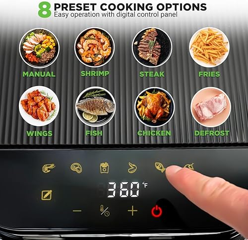 Miniatura 5 de Nutrichef Freidora de aire de 5.8 cuartos de galón  8-1 modos de cocción preestablecidos  Tazón transparente para obtener los mejores resultados de