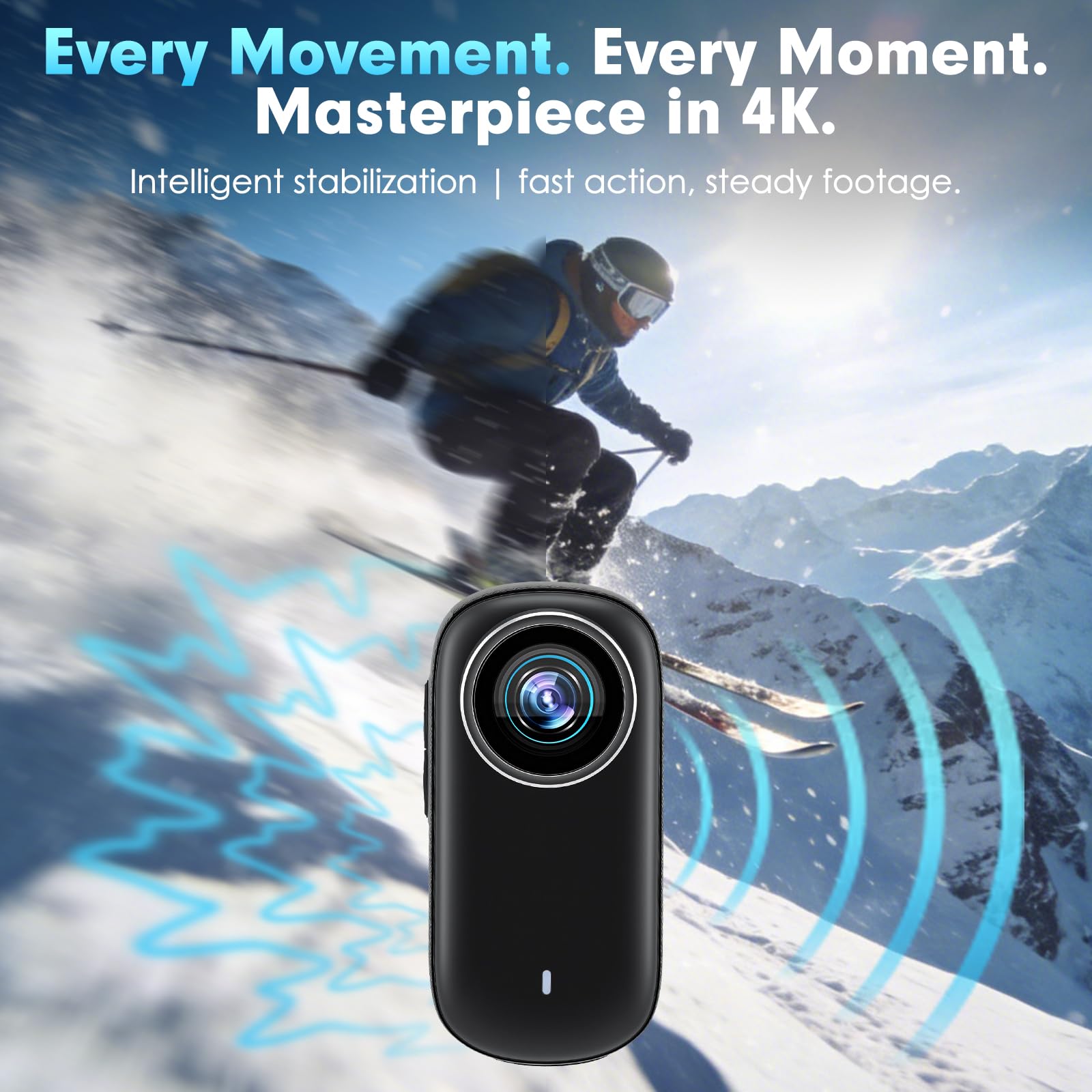 Action Cam a 360° con touch screen e batteria di 8 ore, impermeabile fino a 30 m con alloggiamento, fotocamera POV grandangolare 120° con 10+ accessori per ciclismo, viaggi, sport, inclusa scheda TF
