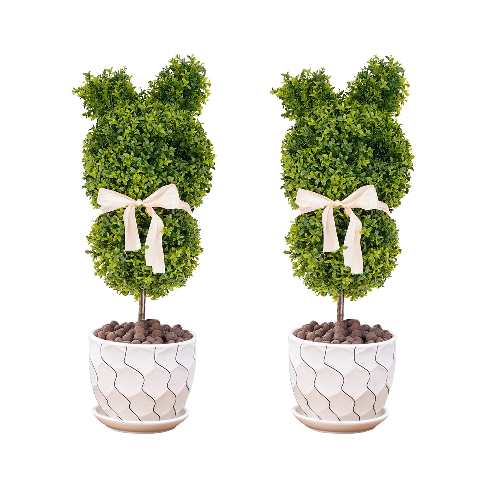 Bunny Topiary, 2 pezzi da 90 cm, bosso artificiale, coniglietto da giardino, conigli pasquali con picchetto per esterni, decorazione da giardino