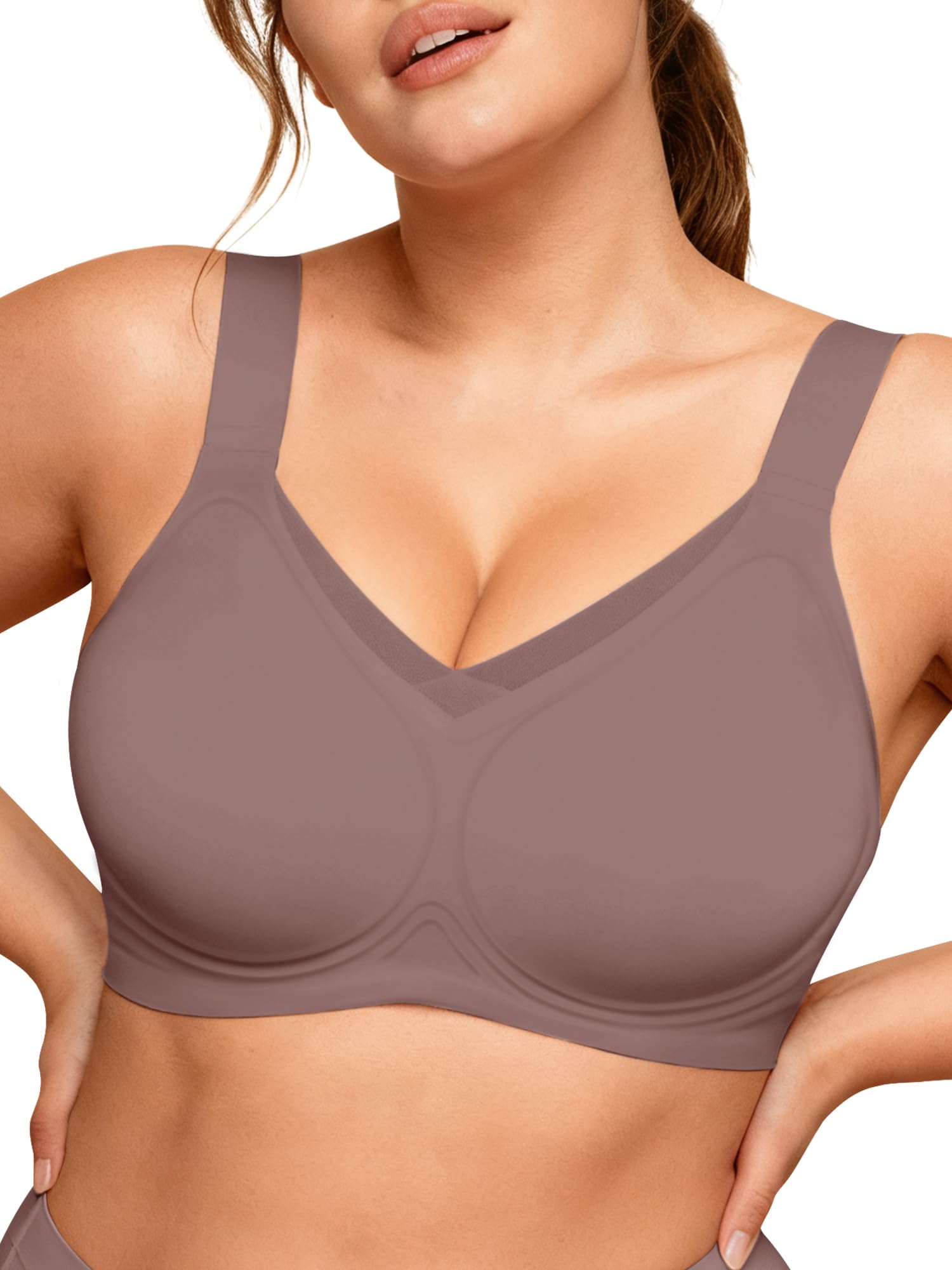 Wireless Jelly Push Up Full Coverage Bras for Women V Mesh Seamless No Underwire Comfortable Tshirt Bralettes