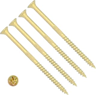 TERF High Performance Wood Screw 6.0 X 150mm Pozi Drive Flat Countersunk Double Head Screws 6.0 X 150mm For Hardest Hard Wood Fence Floorboard Hard and Softwood - Pack of 10, Zinc Yellow