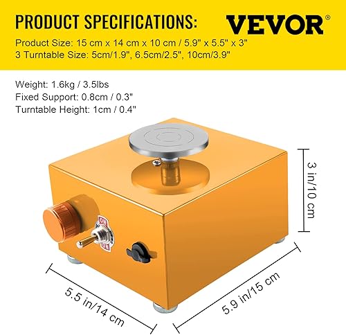 Miniatura 8 de Ruedas de cerámica de 30 W, máquinas de arcilla de velocidad ajustable, kits de escultura eléctrica con 3 bandejas giratorias y 16 herramientas para