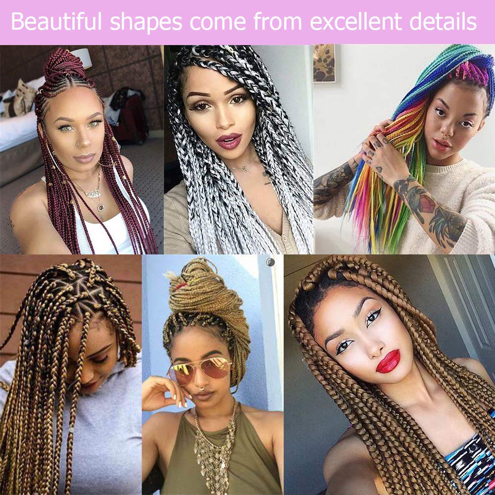 24" Braiding Hair Extension Jumbo Braids Synthetic 3bundles/pack Crochet Hair Afro Box Braid Heat Resistent (Black) — view 7