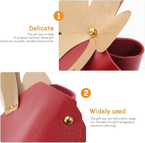 Miniatura 8 de EXCEART 10 cajas de cuero con lazo, bolsa reutilizable para recuerdos de fiesta, cajas de dulces rojos, caja de dulces de boda de cuero para