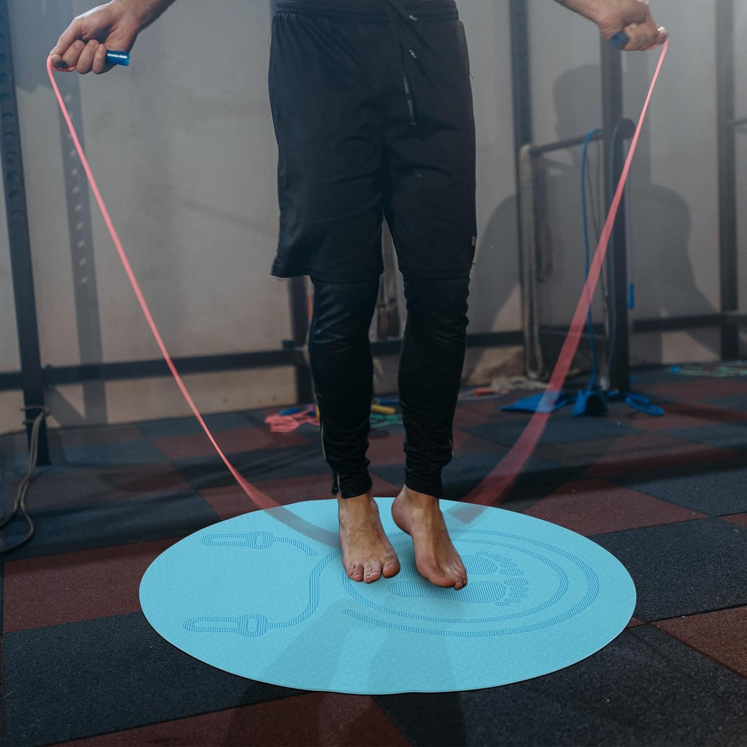 Non-slip Jump Rope Mat Tpe Indoor Workout Mat Shockproof Soundproof Fitness Cushion 60cm for Home Gym and Yoga