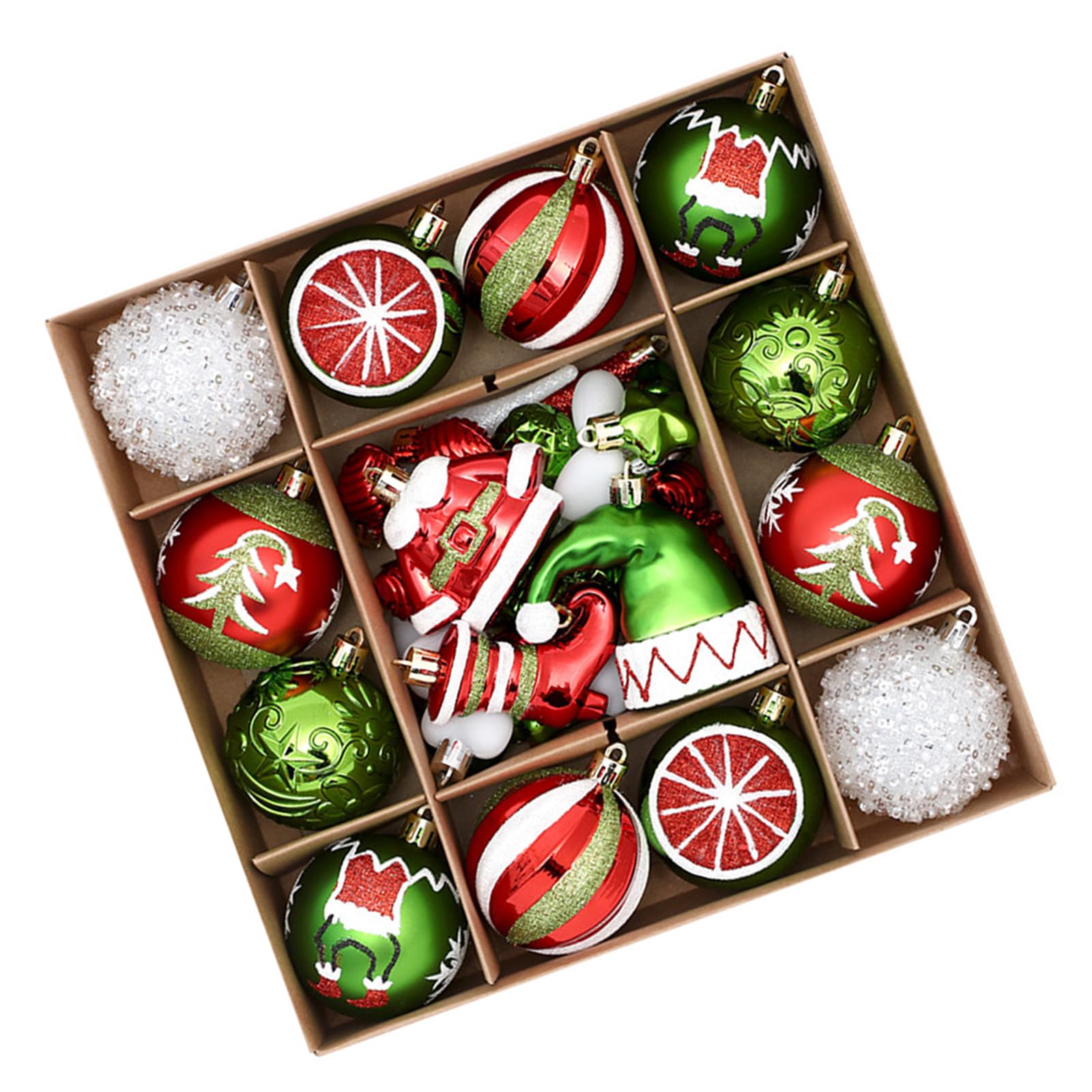 Décorations de Noël en plastique peintes à la main lot de 46 pièces durables et légères