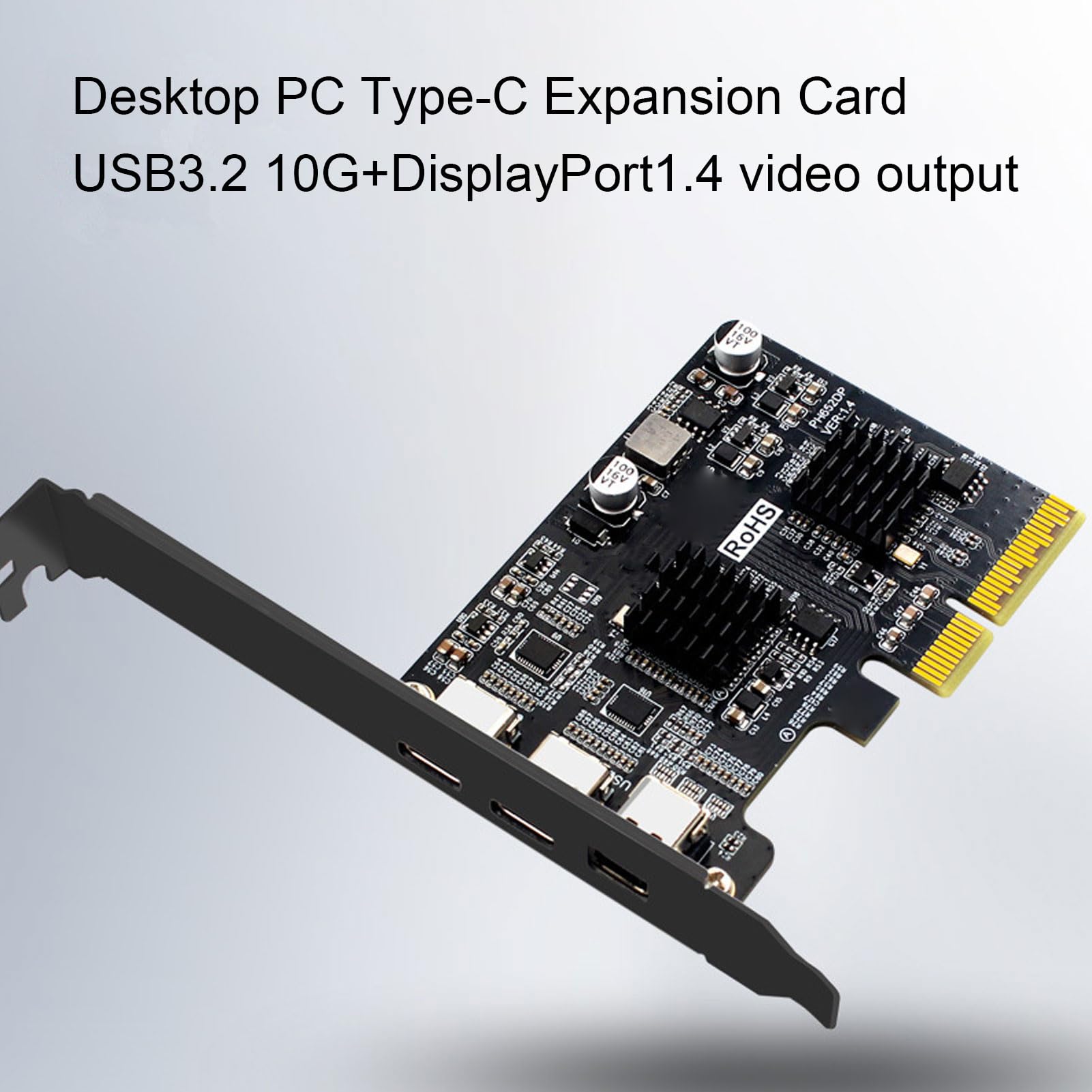SUNGOOYUE Scheda PCIe USB C, Espansione Scheda Madre Doppia Porta USB 3.1 Gen 2 da 10 Gbps con Uscita Display Port di Tipo C per PC Desktop