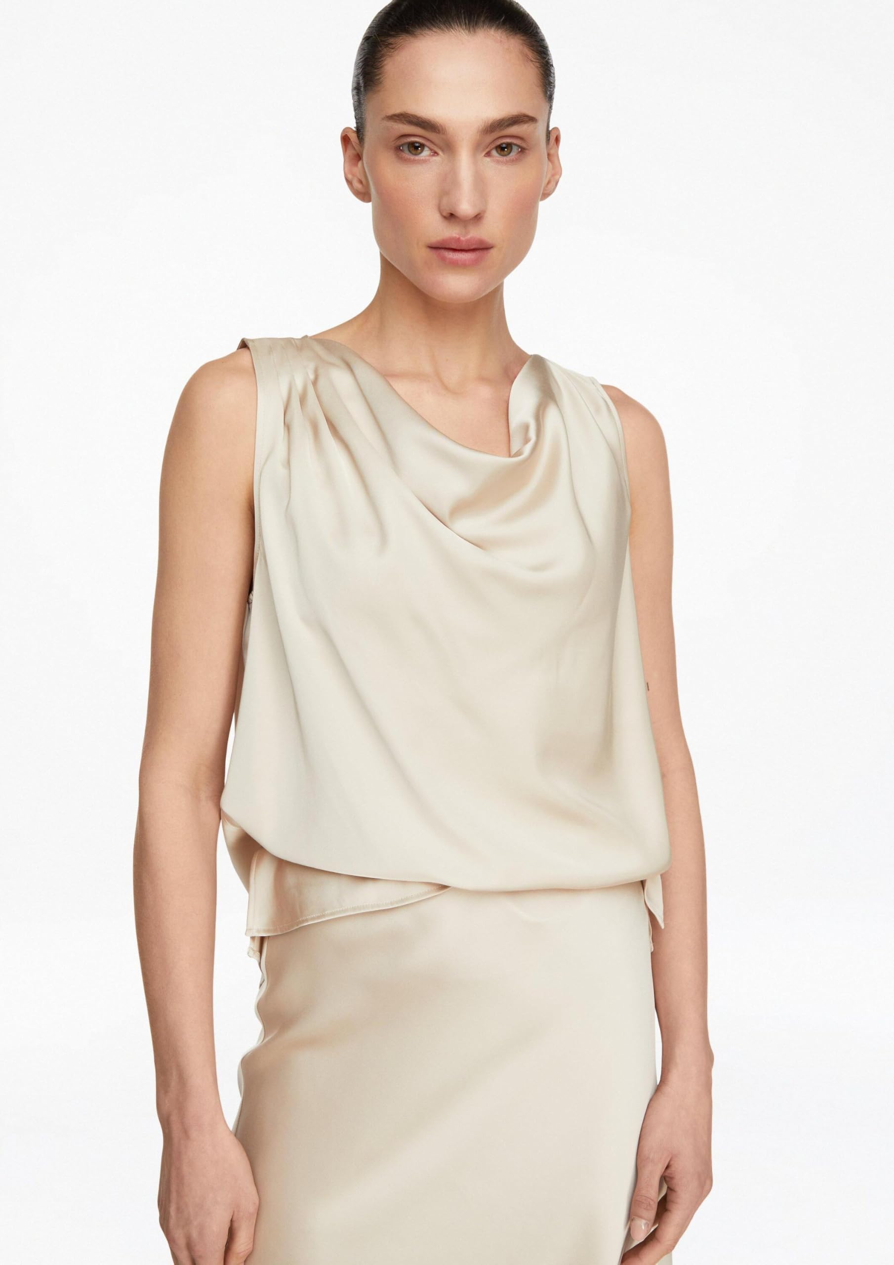 Comma Satin-Wasserfall-Top