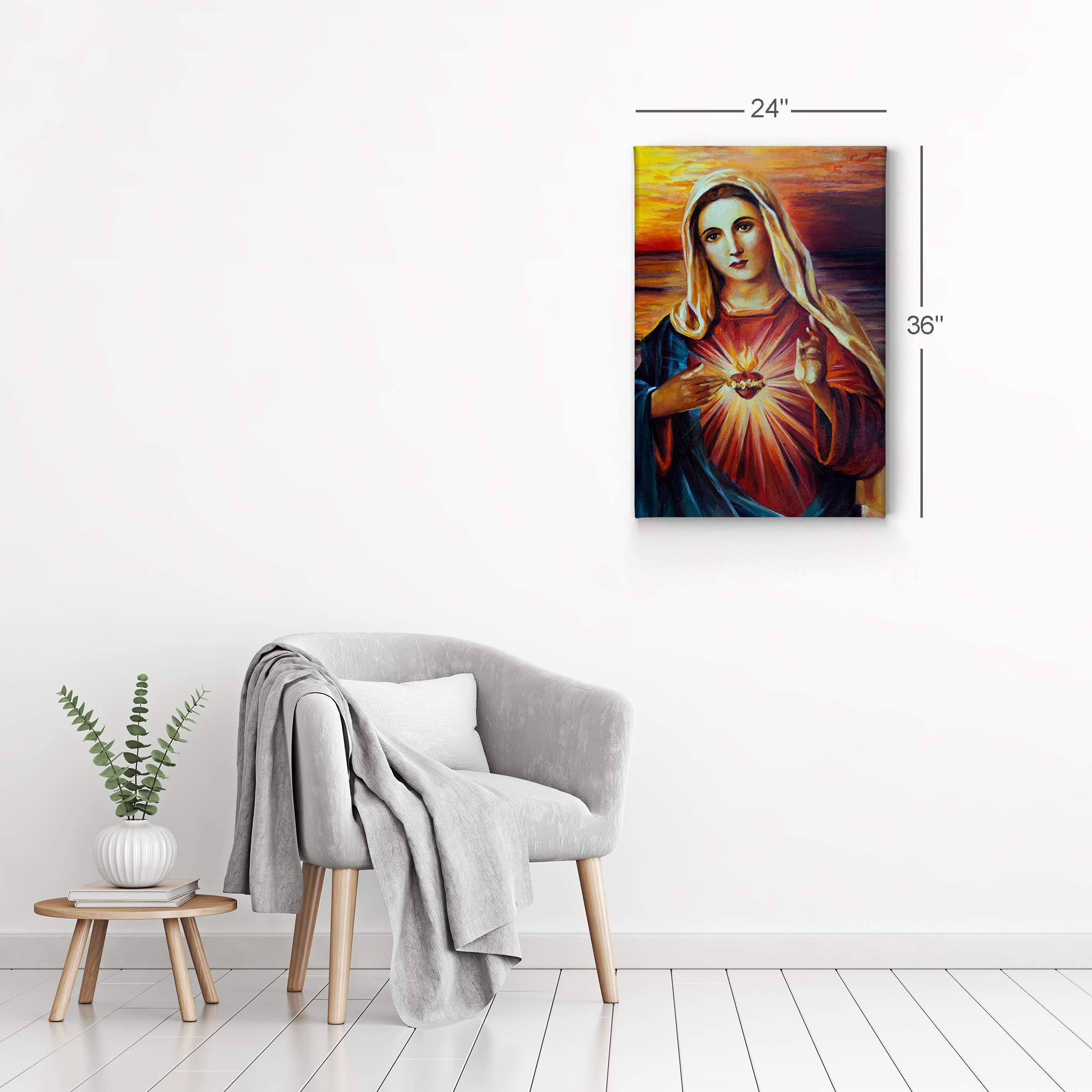 絵画　油絵　聖母マリア　ハンドメイド　壁掛け Amazon.co.jp: スマイルアートデザイン 涙の中の聖母マリア 油絵