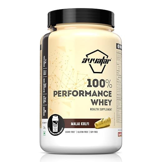 avvatar PERFORMANCE WHEY PROTEIN | 1Kg | Malai Kulfi Flavour I 27.5g Protein | 29 Servings