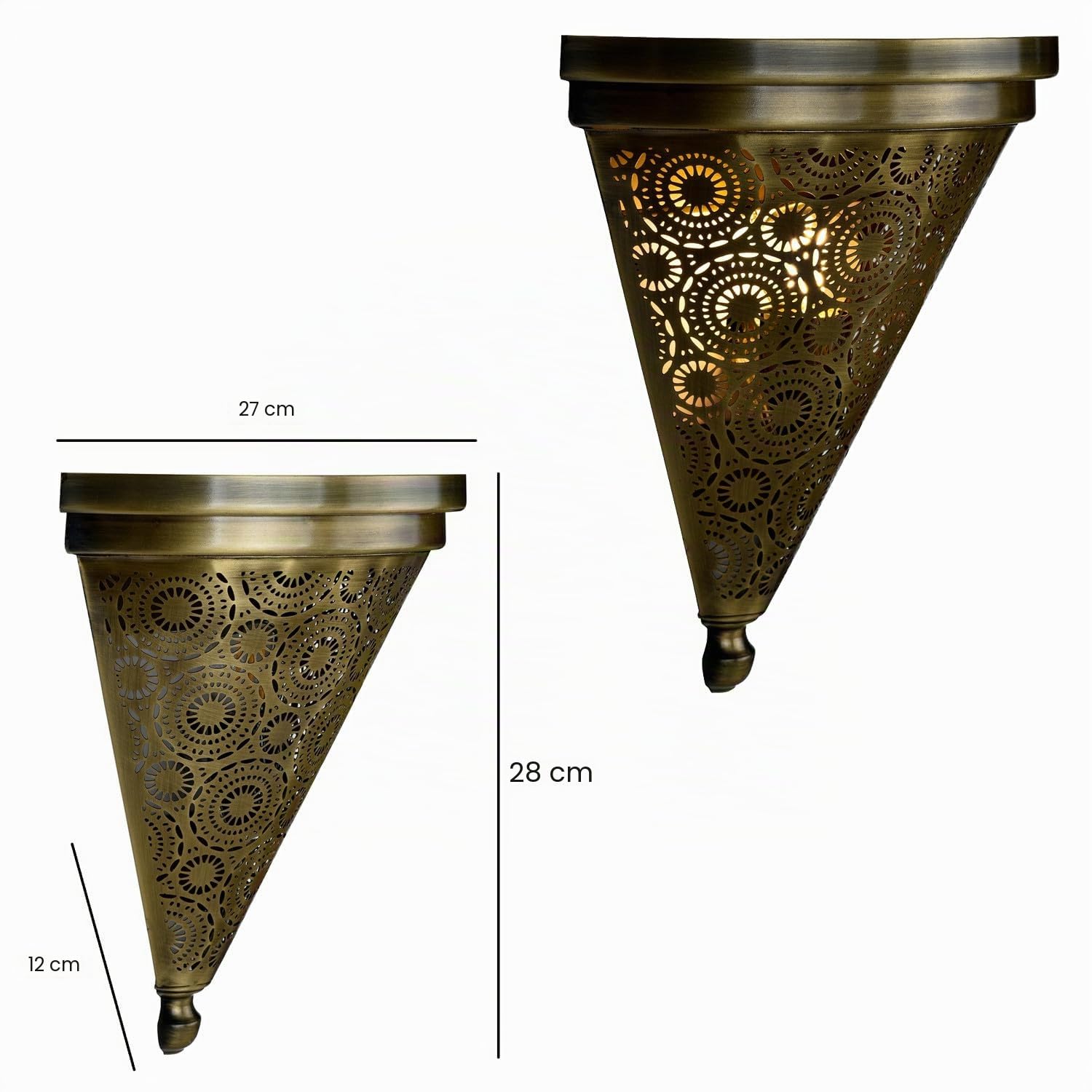 2er Set Orientalische Wandlampe Firas aus Metall gold antik 31 cm | Metall, Wandleuchte, Wanddeko