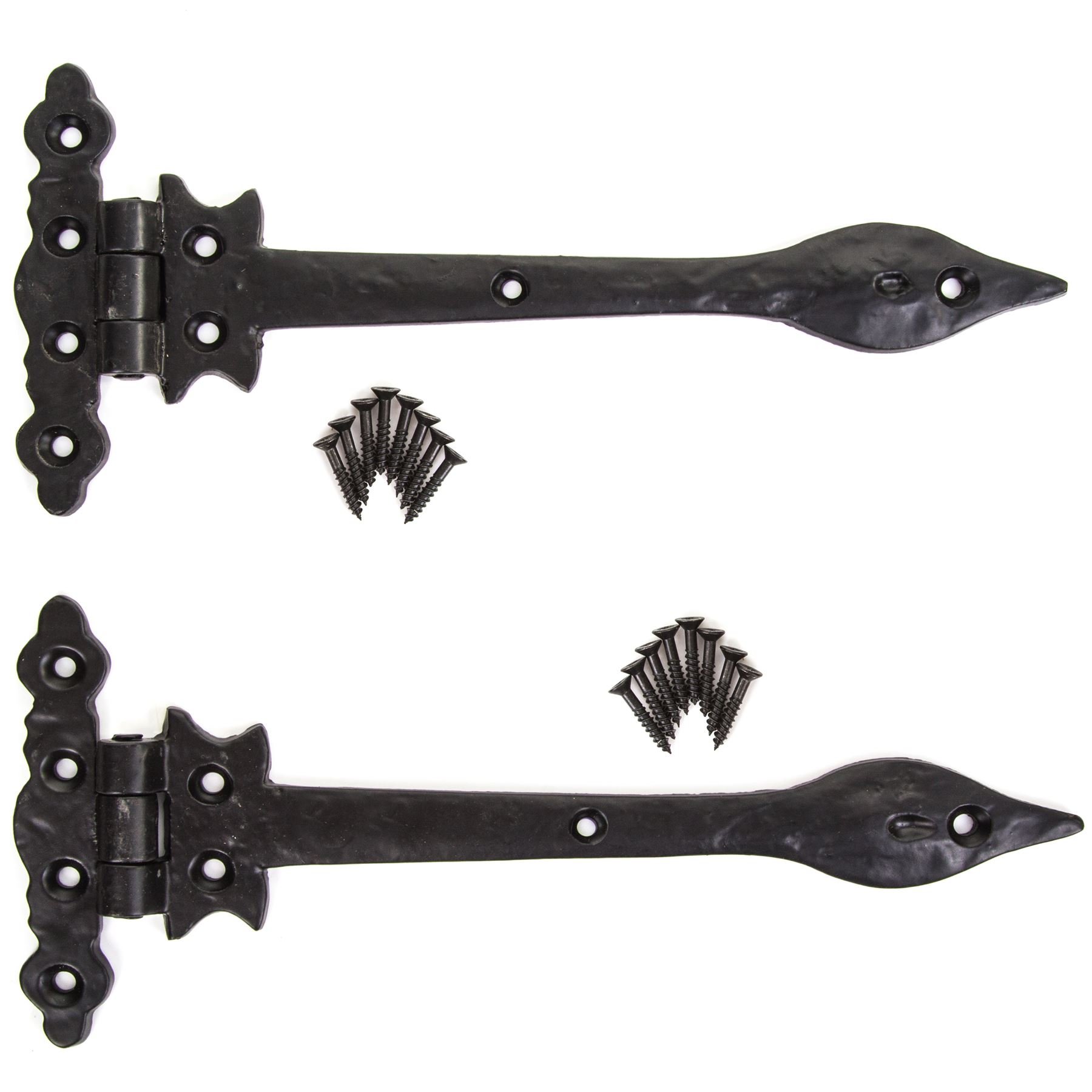 White Hinge Black Pair Of Antique Tee Door Hinges - 290Mm/11.5" - Cast Iron T Vintage Traditional Hinges
