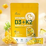 Vitamin D3 K2 Gummies, D3 10000 IU & MK7-200 mcg, 2 in 1 Vitamins D & K Complex | Vitamina D3 con K2 | Supports Calcium Absorption, Bone, Immune, & Heart Health, Easy to Carry and use (60 Gummies)