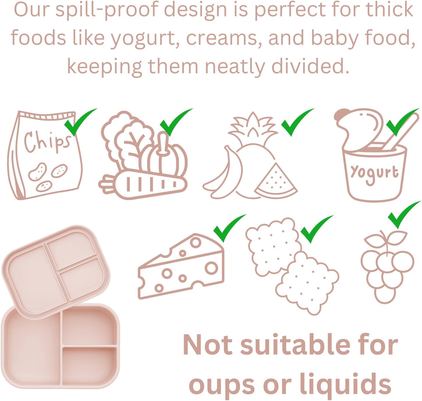 Ali+Oli Mealtime Learning Bundle – Silicone Bento Box + 2× 4 oz Containers – Pink – Spill‑Proof, Microwave & Dishwasher Safe – Toddler Lunch & Snack Set