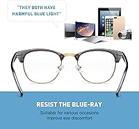 Vista 39 de Lentes Aomaste con bloqueo de luz azul, retro, con semi montura, UV400, lentes transparentes para computadora, unisex