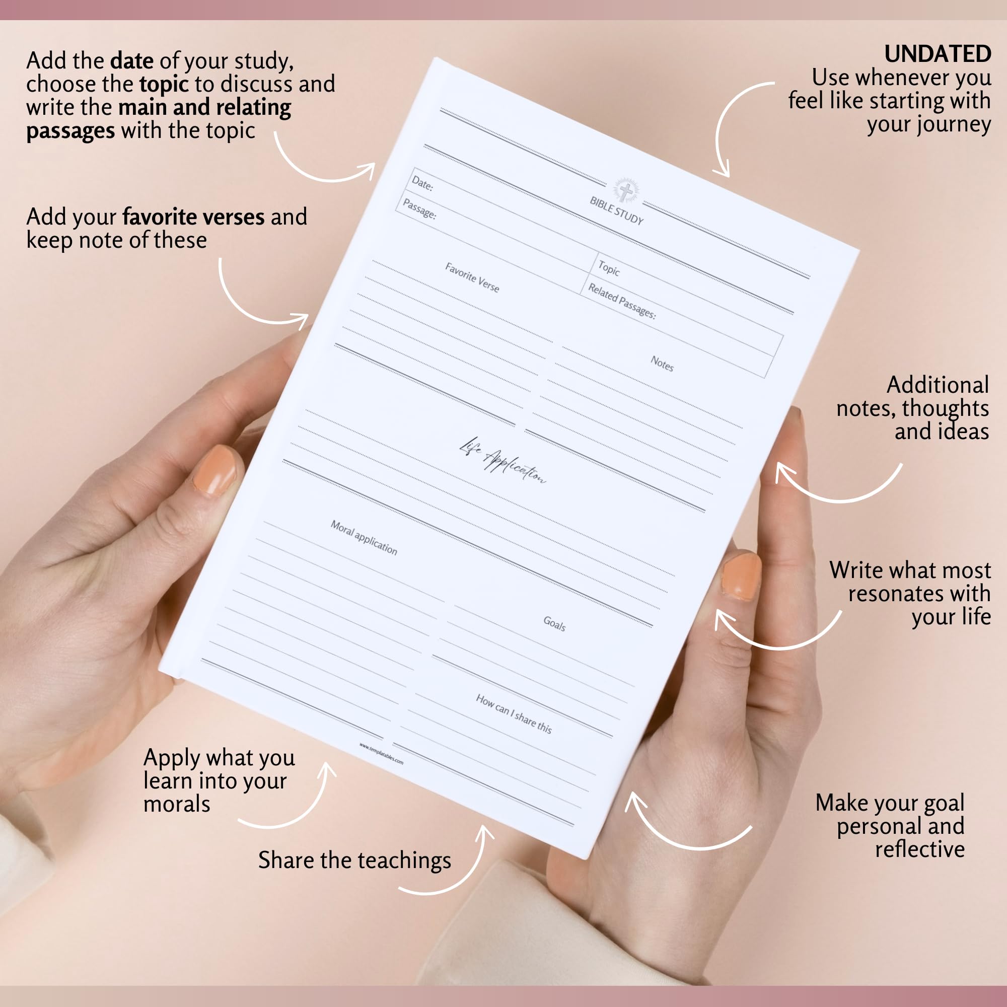 Bible Study Guide: Reflect on God’s Word with Comprehensive Study Tools, Lux, A5 - Image 3