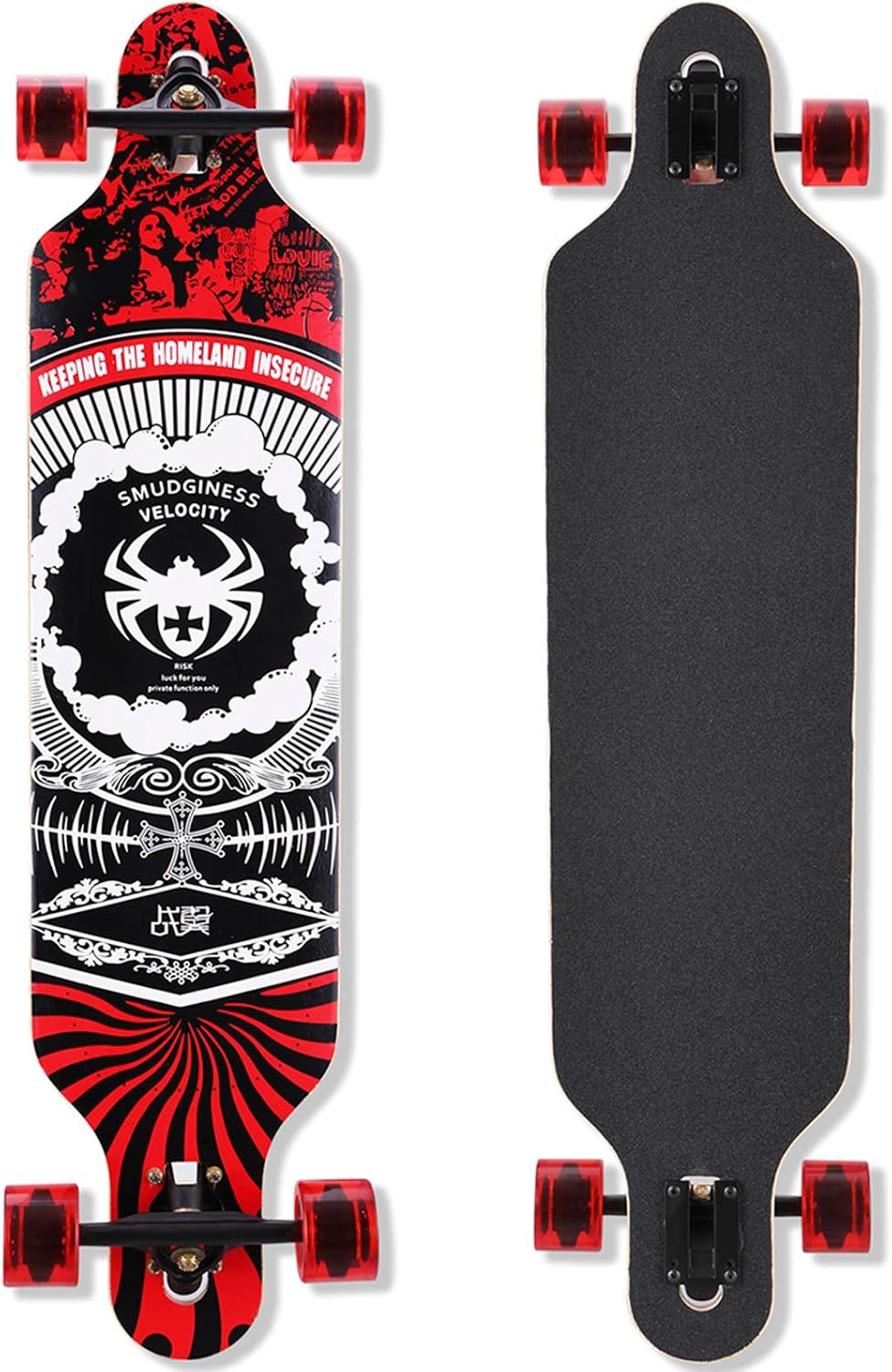 QingAn Longboard Skateboard, 41-Inch Downhill Skateboard Through Deck 8-Layer Maple, Complete Skateboard Cruiser for Boys Youths Beginners
