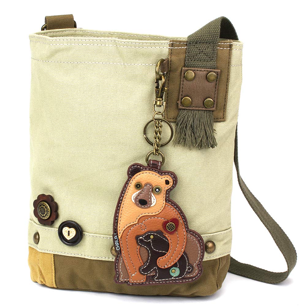 CHALA Patch Cross-Body Women Handbag, Canvas Messenger Bag Olive, Metal Charming Cross - Oliv, Medium — view 11