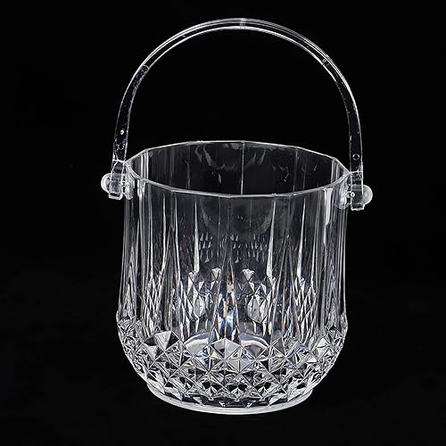 Miniatura 7 de Cubo de hielo para barra de cócteles, cubo de hielo de acrílico transparente para congelador recipiente de hielo de cristal con mango desmontable