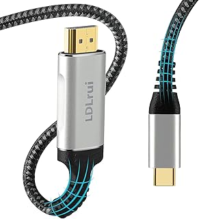 Long USB C to HDMI Cable[16.5ft/5m],4K@60Hz HDMI to USB C HDR Cable,Type-C to HDMI Long Cord for iPhone 15 Pro/Pro Max,MacBook Pro/Air,iPad Pro,Galaxy S20/21/22/23,XPS to TV,Projector and Monitor