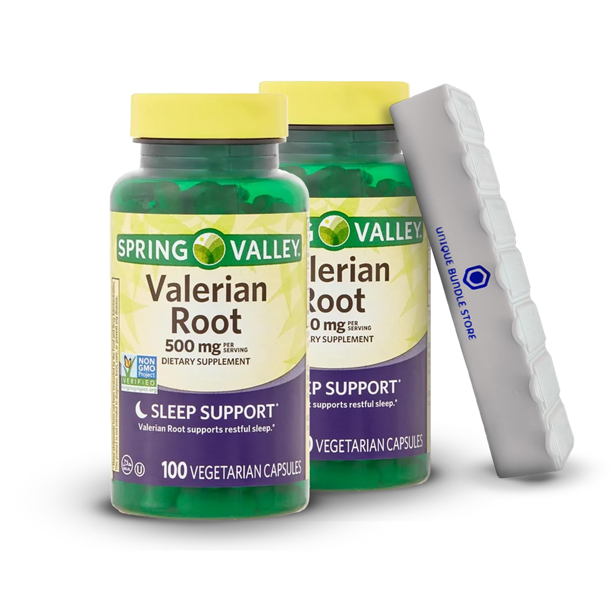 Unique Bundle Store Valerian Root 500mg – 100 Capsules, Organic Valerian Root Extract and Powder, Valerian 500 mg Supplement, Vegan Capsules, Gluten-Free (Pack of 2)