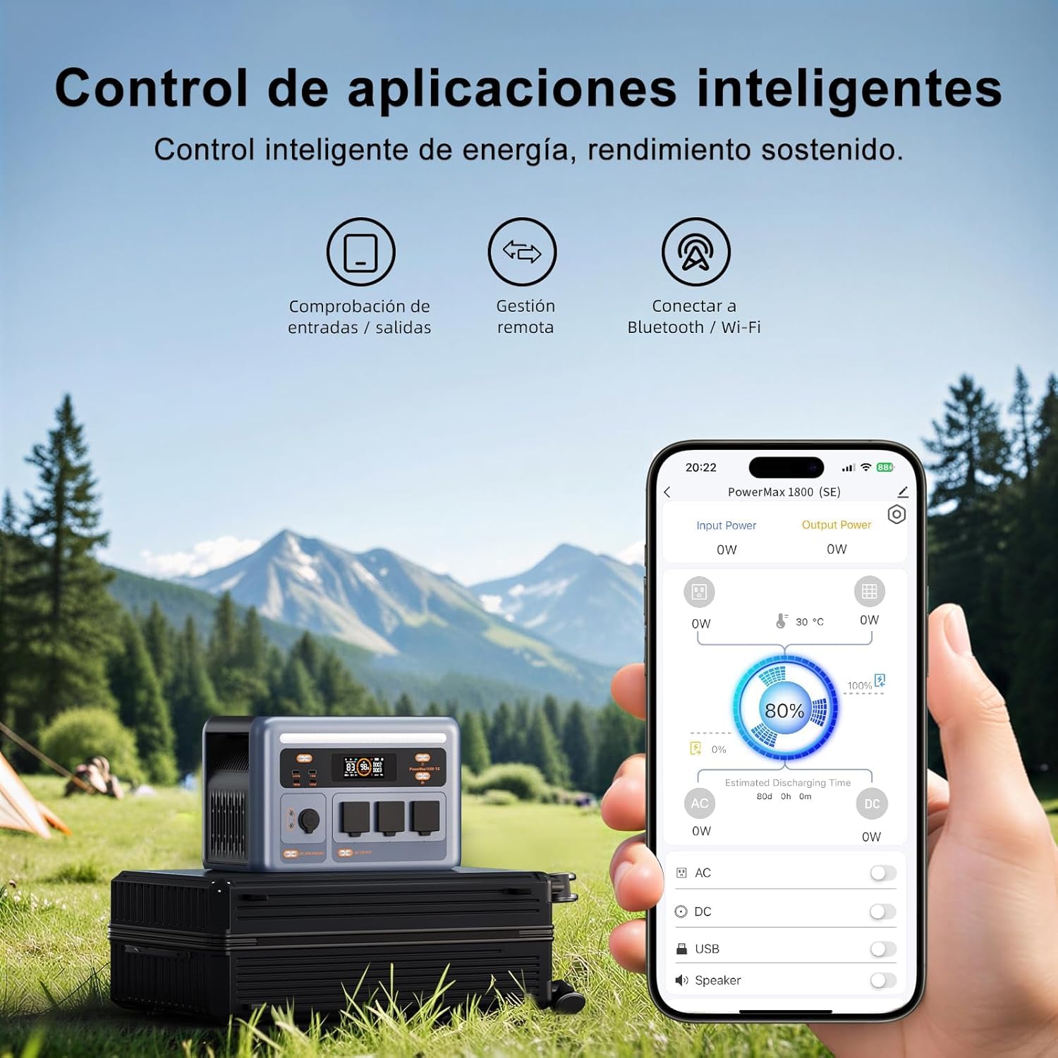 PowerMax 3600PE Estación de Energía Portátil 3600W Solar con 2 Panel 500W | Generador Solar 2016Wh, Batería LiFePO4, Carga Rápida 80% en 45min, APP, Power Station para Camping, Caravana, Emergencias