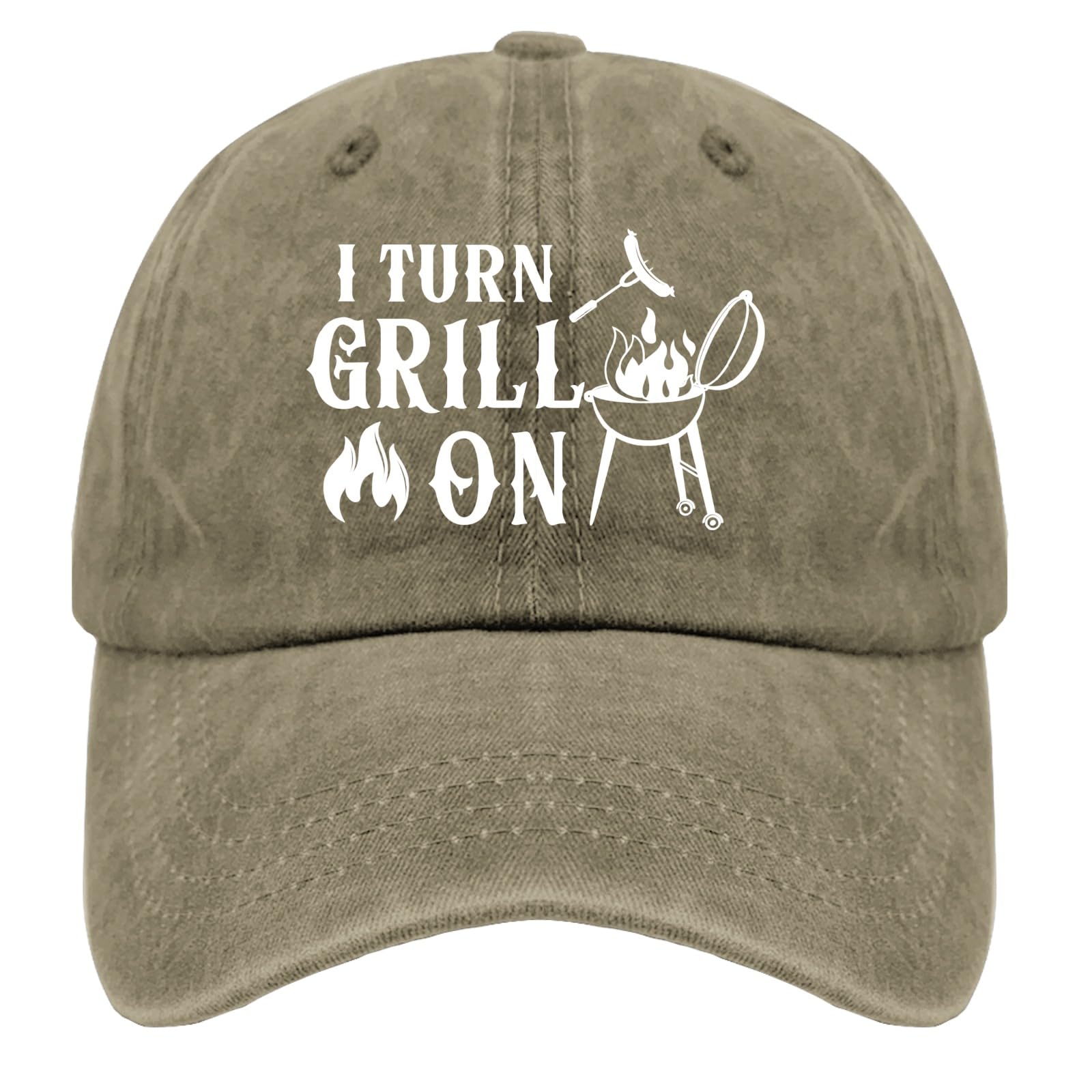 Karclau I Turn Grill On Cap Women Cap Pigment Khaki Mens Sun Hat Gifts for Women Cycling Hats