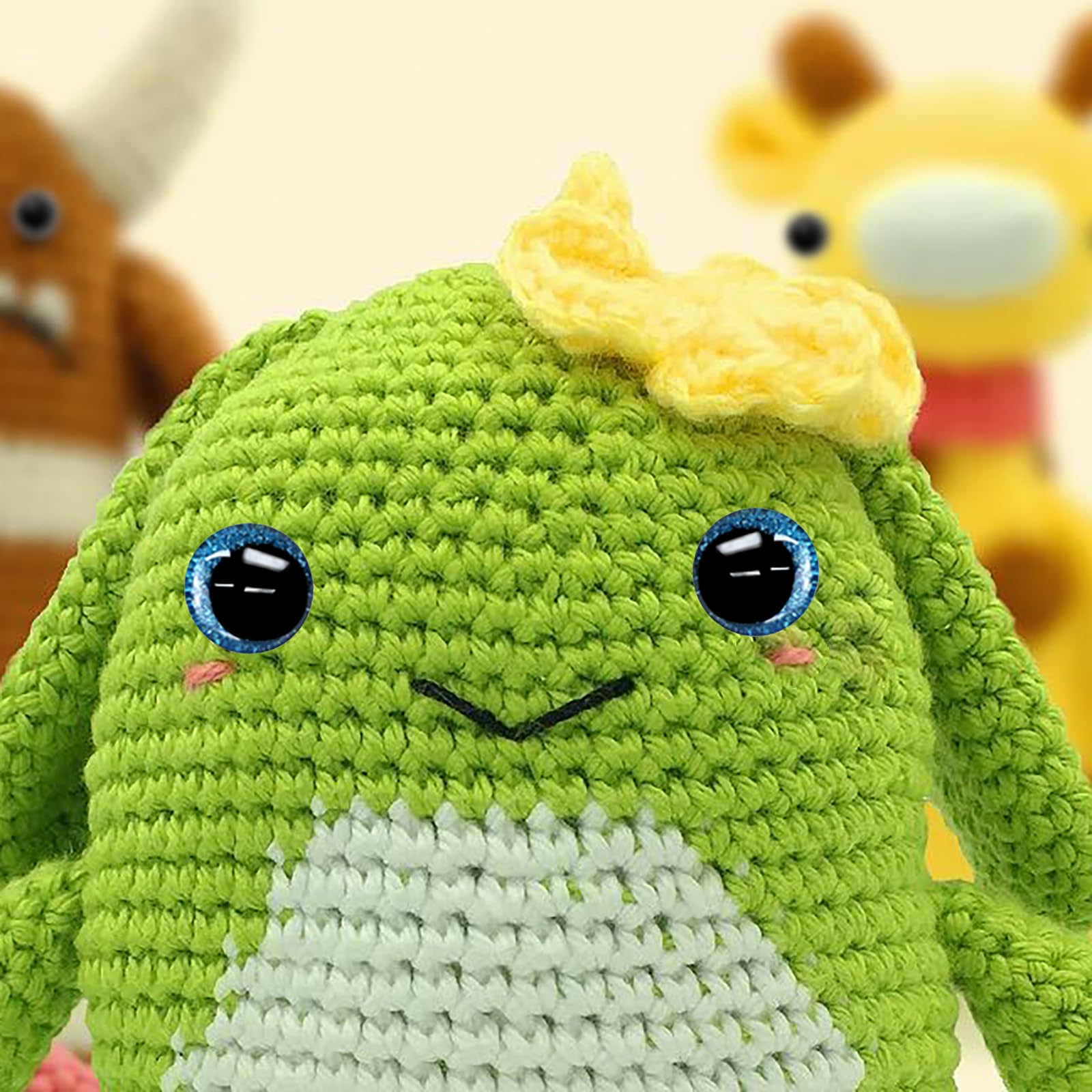 Ojos de seguridad para ganchillo con arandelas, 3 tamaños, ojos de amigurumi con purpurina 3D, 24 ojos de ganchillo rellenos de luna para manualidades de muñecas, multicolor