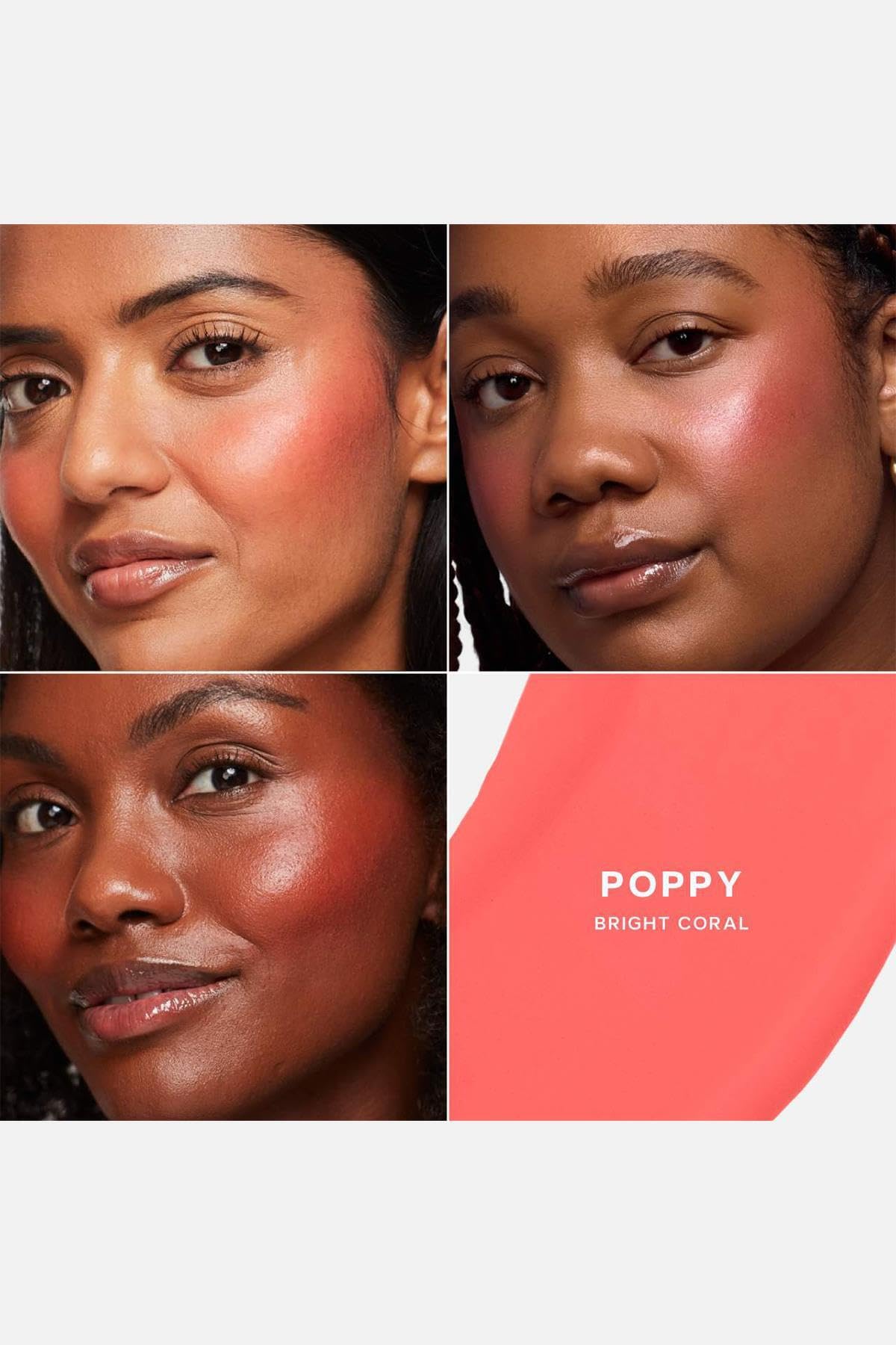 Saie Blush Dew - Blush Light Liquid con un acabado en crema mezclable y edificable - Tinte de mejillas rocío con aplicador de maquillaje Doe Foot Wand - Rubor coral
