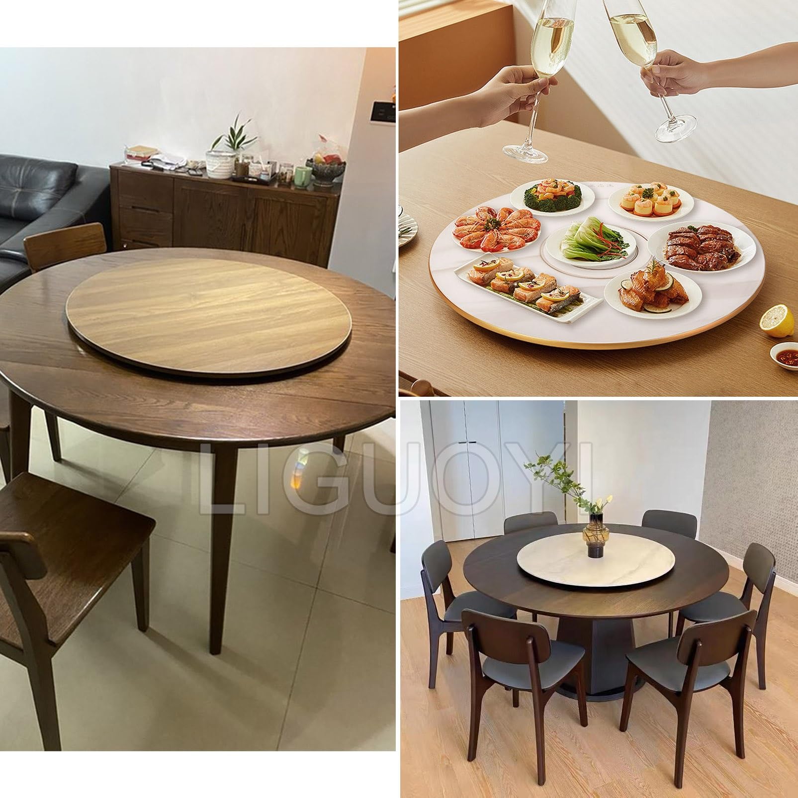 Ronde houten eettafel Lazy Susan - Draaibaar dienblad voor keuken