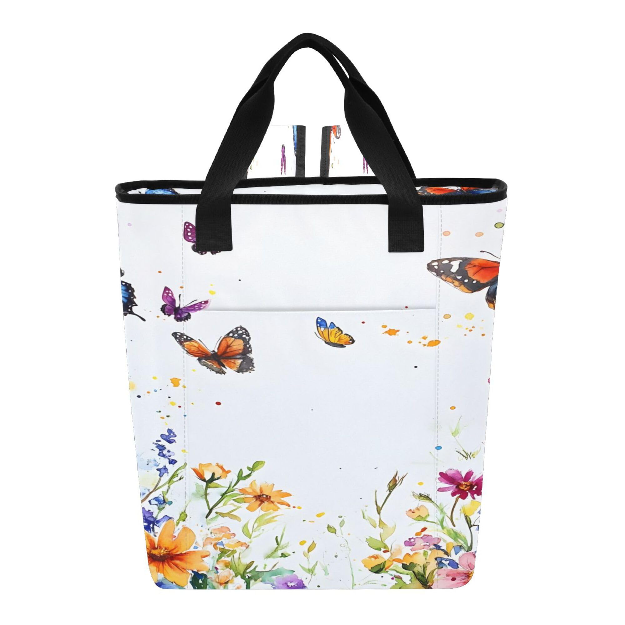 PYBUG Watercolor Wildflowers Reusable Insulated Backpack 36 Cans,Large Leakproof Portable Cooler Tote Organizer for Office Picnic Hiking Beach BBQ