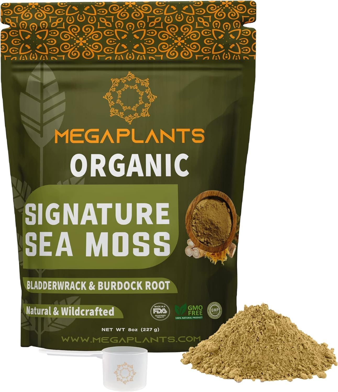 MEGAPLANTS Signature Irish Sea Moss Powder (70 Servings) | Sea Moss, Bladderwrack, Burdock Root | Organic 102 Mineral | Healthy Skin, Hair, Nails, Keto Detox, Joint Support