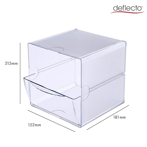 Miniatura 2 de Deflecto Organizador de cubos apilables, organizador de escritorio y manualidades, 1 cajón, transparente, cajón extraíble, 6 pulgadas de ancho x 6