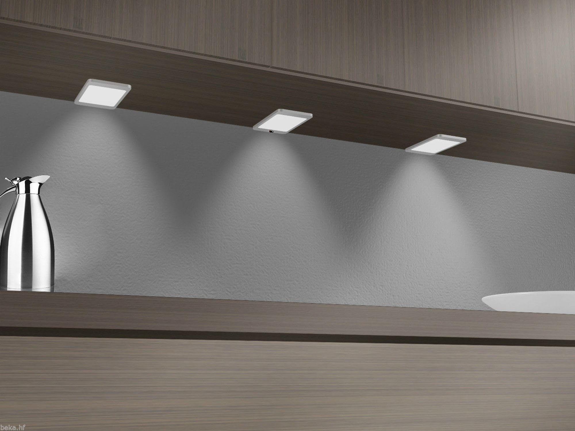 kalb Material für Möbel LED Unterbauleuchte 6Watt SET Sensor Küchenleuchte Einbauspot Einbaustrahler, Setgröße:3er SET, Lichtfarbe:neutralweiß, Auswahl:mit Sensor