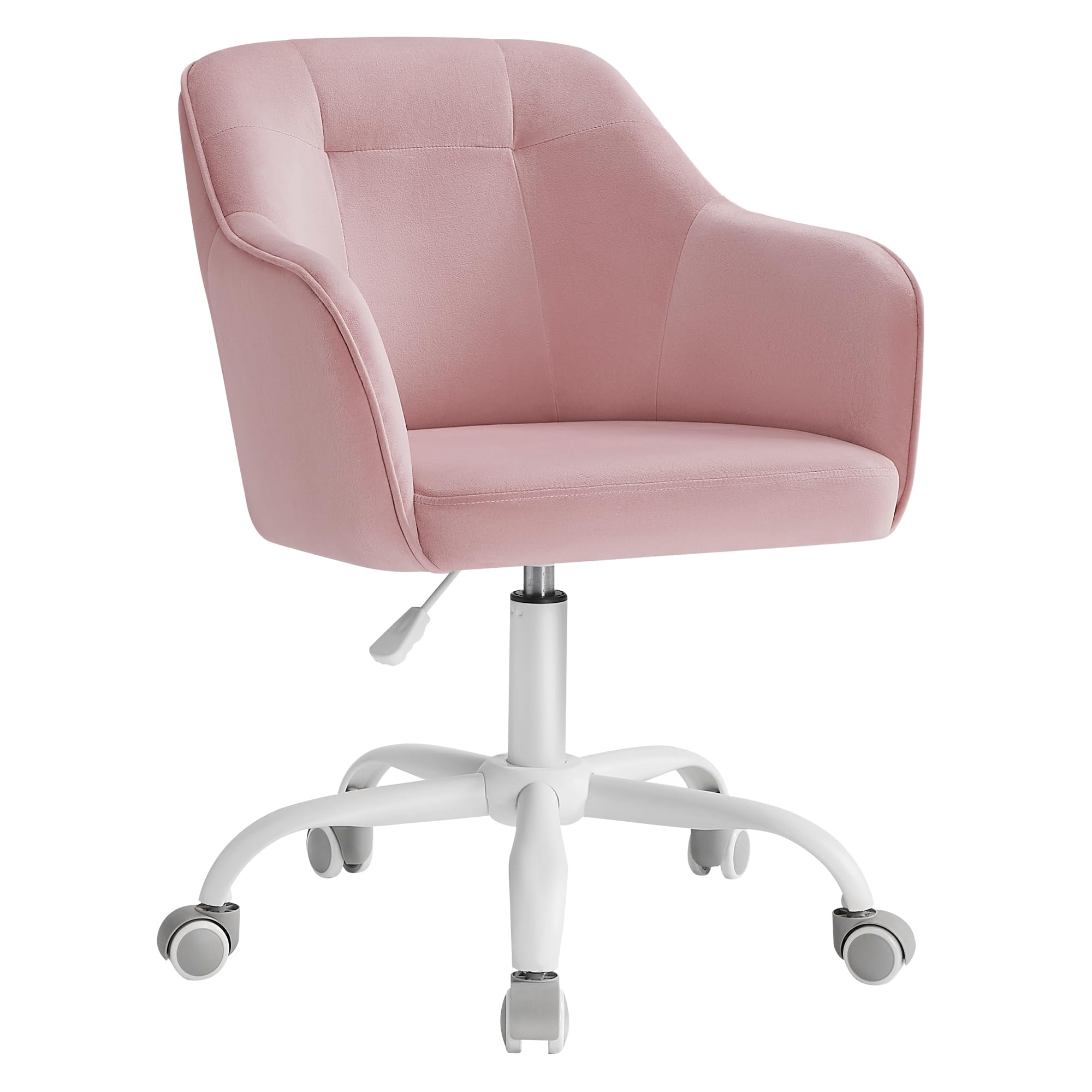 SONGMICS Office Chair, Swivel Chair, Desk Chair, Makeup Vanity Chair, Adjustable Height, Armrests, 110 kg Load, Velvet, Home Office, Study, Bedroom, Jelly Pink OBG019R12