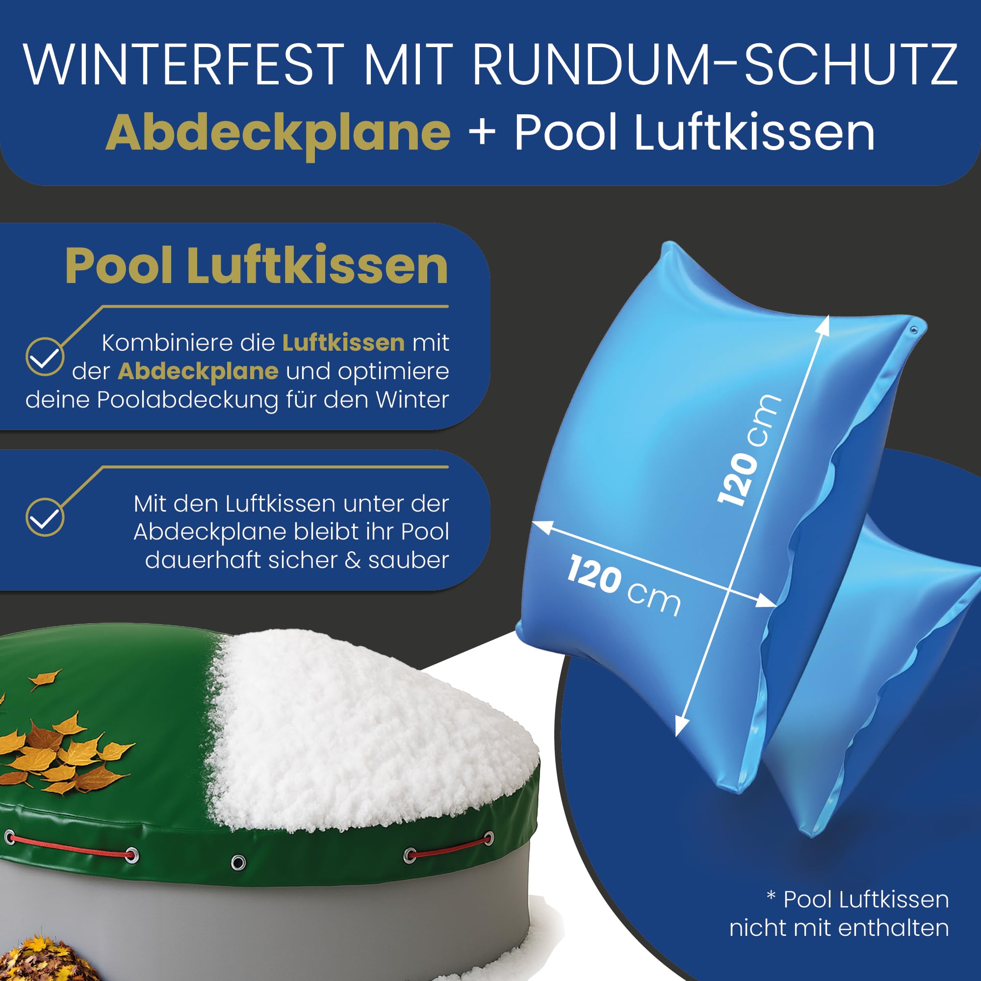 HAF Cubierta de invierno para piscina ovalada para 770 x 500 cm – Lona resistente al invierno para la cubierta de piscina en verano e invierno – Lona de piscina (película de cubierta) de polietileno