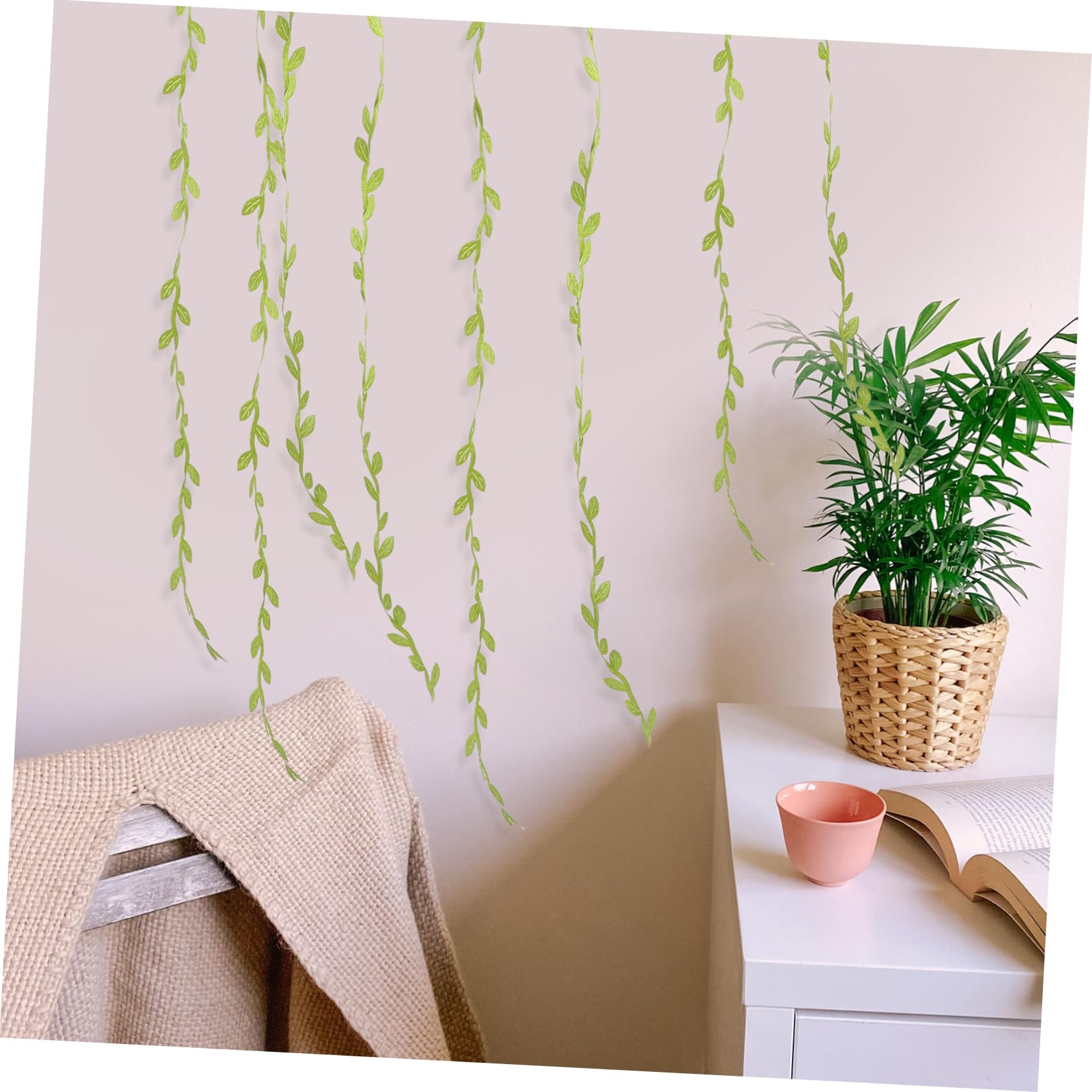 Housoutil 4 Rollos Ratán de Mimbre simulado Guirnalda Verde a Granel verdor Verde Colgando Guirnalda de Hojas Muro guirnaldas Colgante de Hojas de Sauce Decoración Colgante PVC