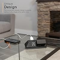 Vista 5 de GE Protector SurGE de 6 tomas, tira de alimentación trenzada de 6 pies, enchufe plano, adaptador espaciado, extensor de salida múltiple