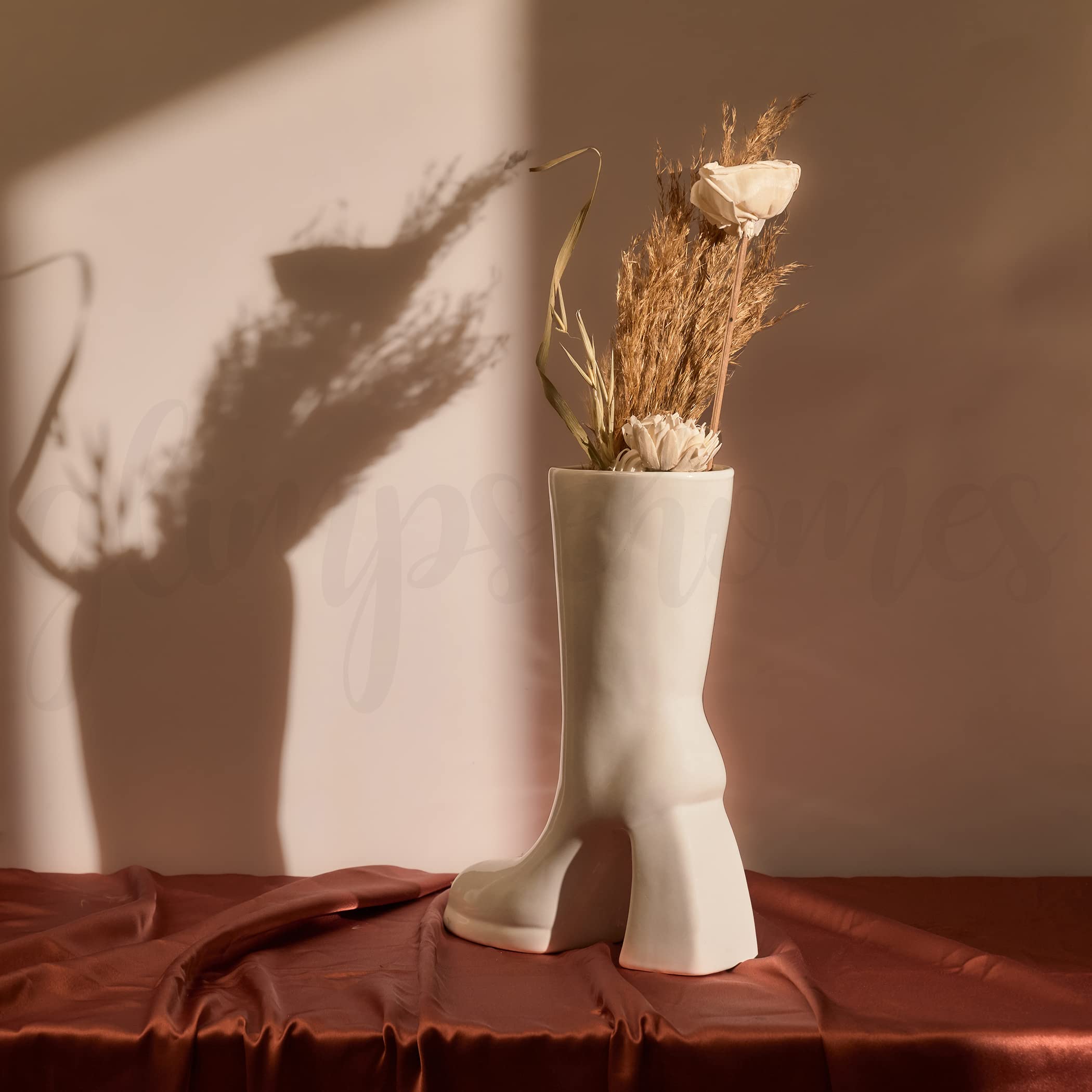 Glimpse Homes Boot Vase | Modern & Minimalist | 11 inch Ceramic Flower Vase (Gloss White) (B0BKWTG8JB) Amazon Price History, Amazon Price Tracker