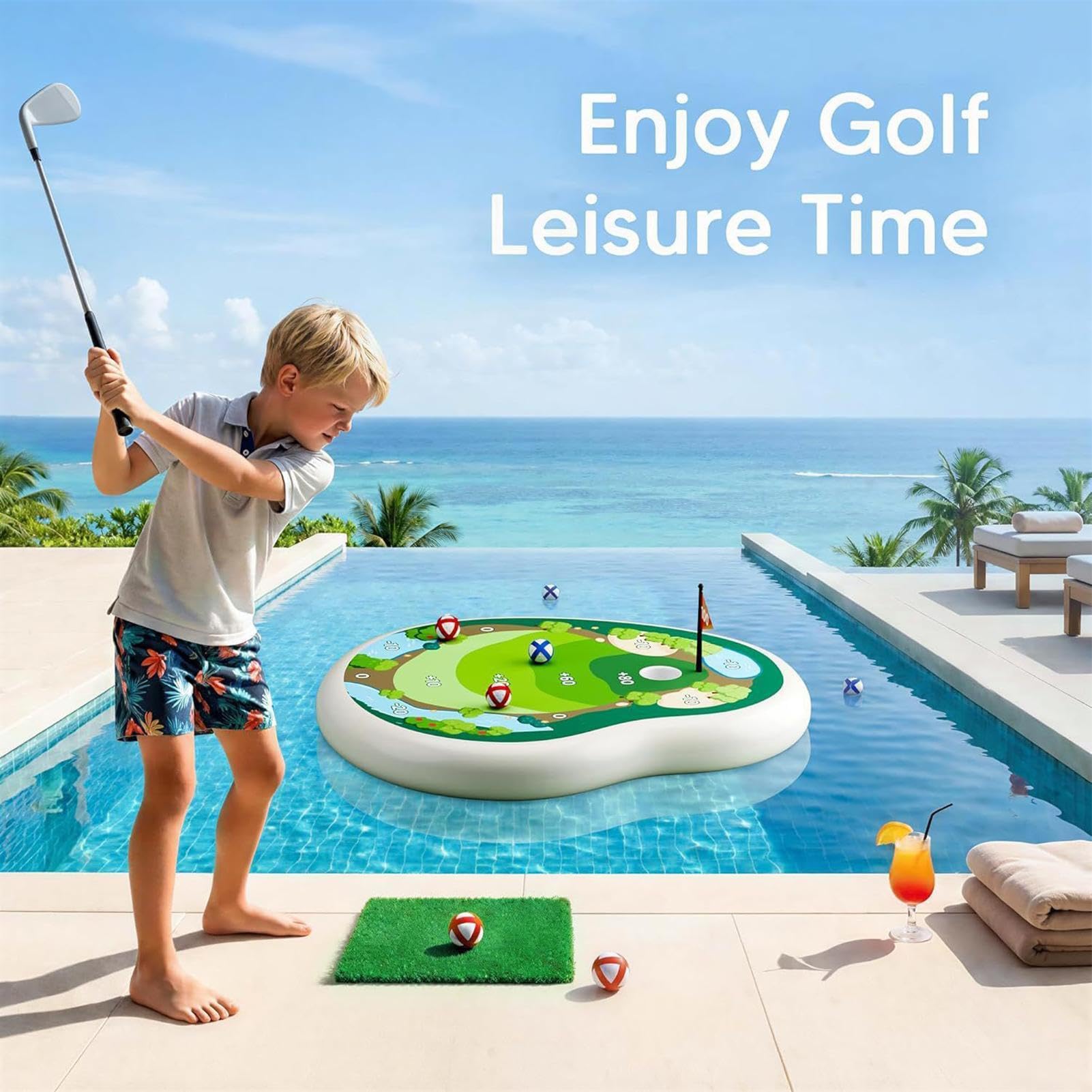 Jeux de Piscine | de Golf Flottante en PVC Réglable,Jeux de Golf dans la Piscine,pour, garçons, Filles, Maison, extérieur, lac, rivière, Plage,