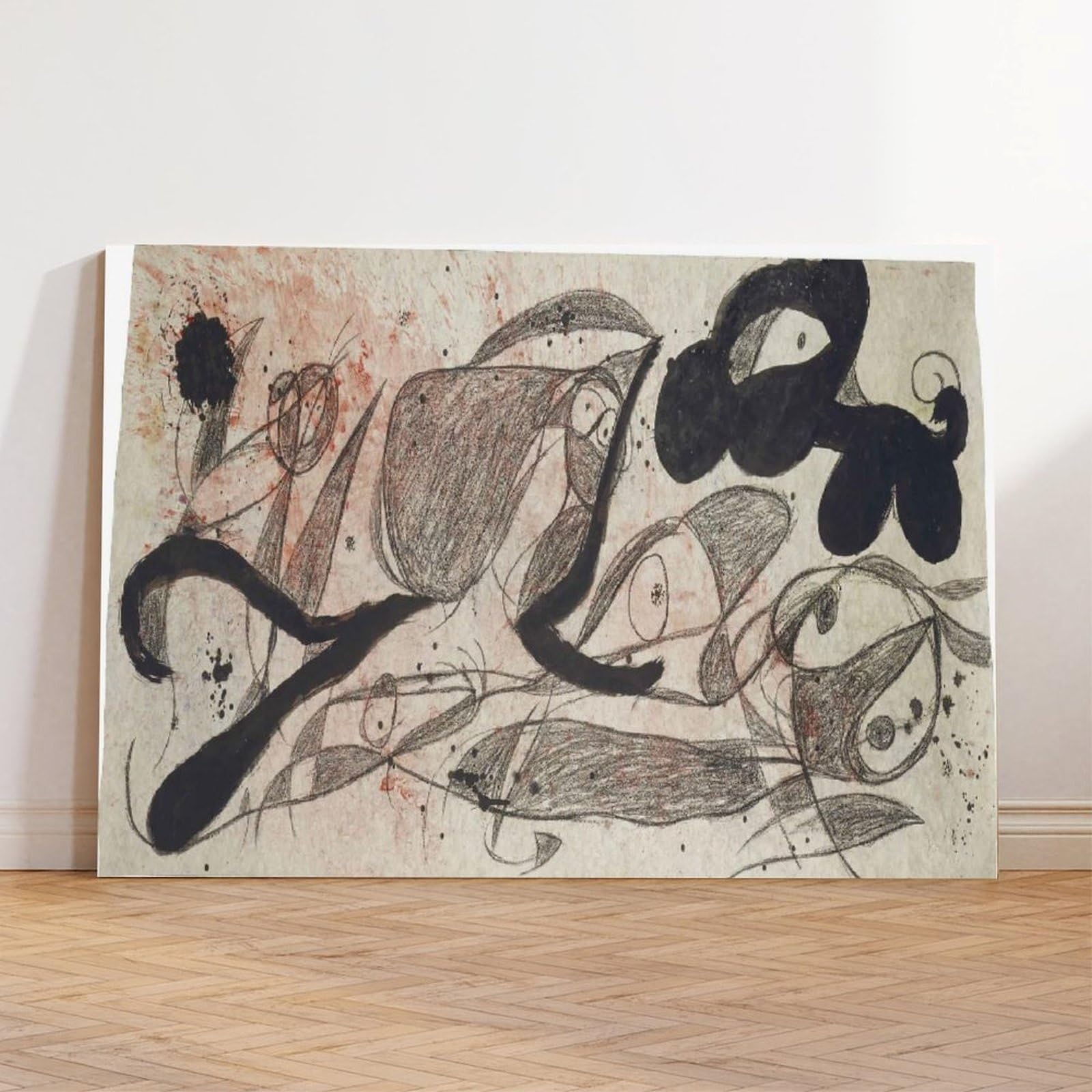 WCYB Joan Miro Prints plakat na płótnie, motyw: Oiseaux, Chien, do biura, salonu, bez ramy, 40,6 x 61 cm (dł. x szer.)